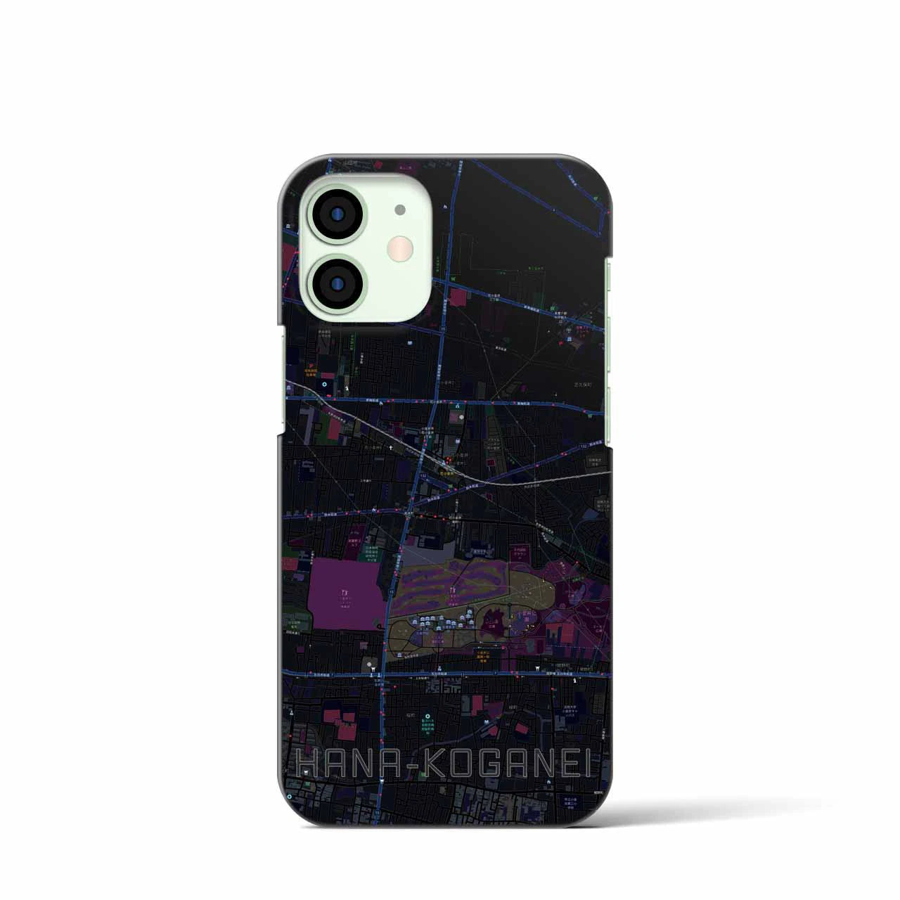 【花小金井(東京都)】地図柄iPhoneケース(バックカバータイプ)