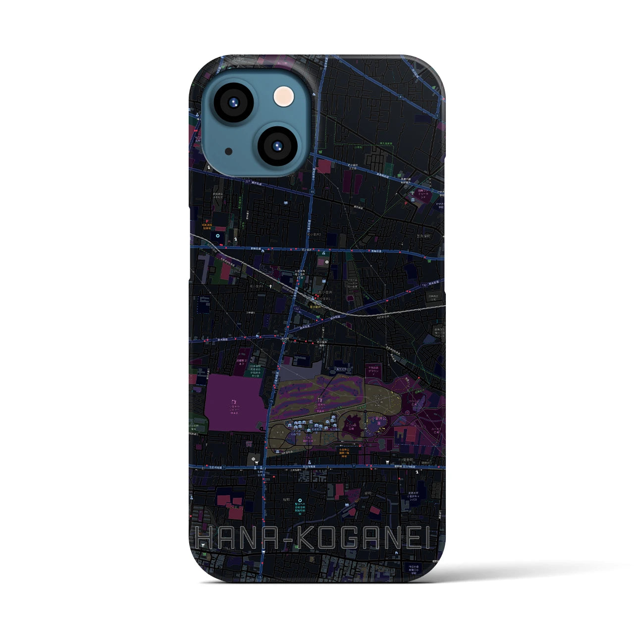 【花小金井(東京都)】地図柄iPhoneケース(バックカバータイプ)