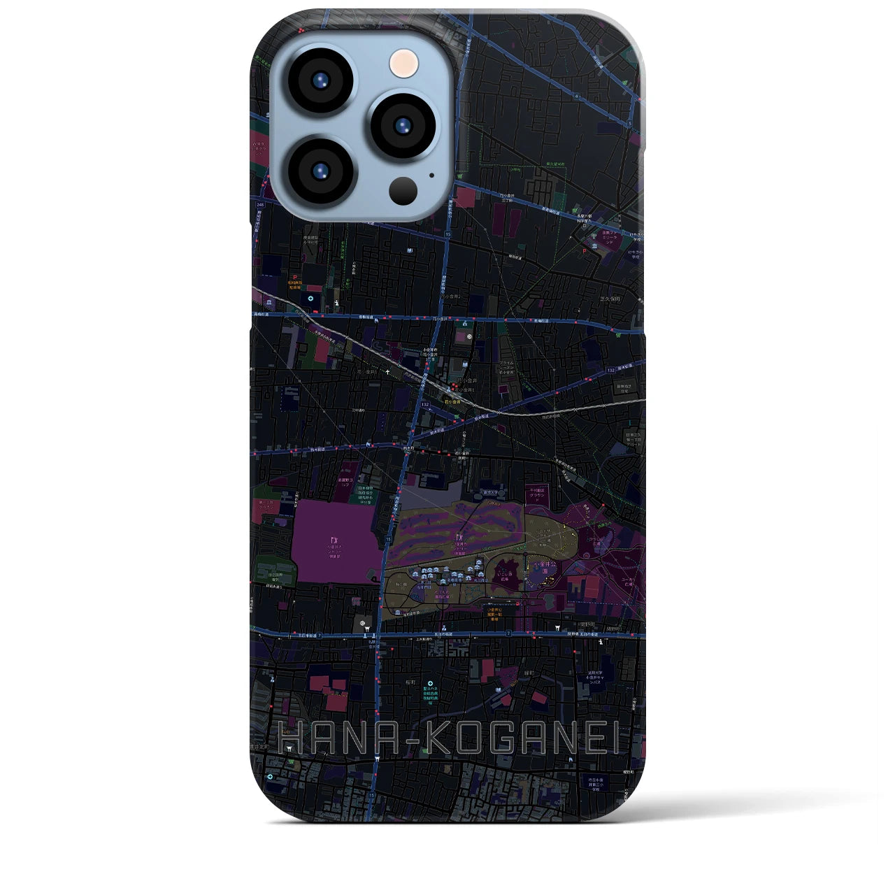 【花小金井(東京都)】地図柄iPhoneケース(バックカバータイプ)