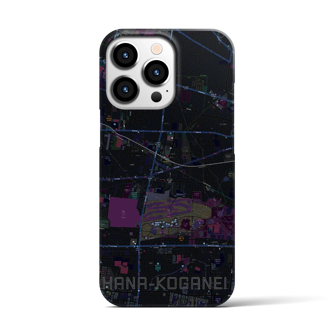【花小金井(東京都)】地図柄iPhoneケース(バックカバータイプ)