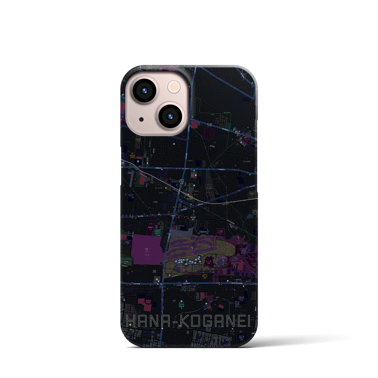 【花小金井(東京都)】地図柄iPhoneケース(バックカバータイプ)