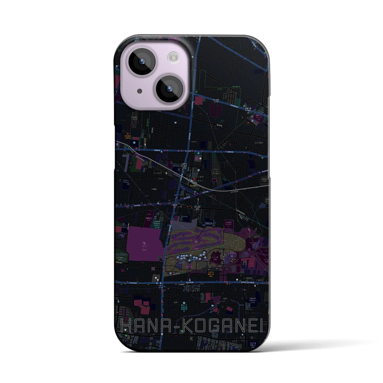 【花小金井(東京都)】地図柄iPhoneケース(バックカバータイプ)