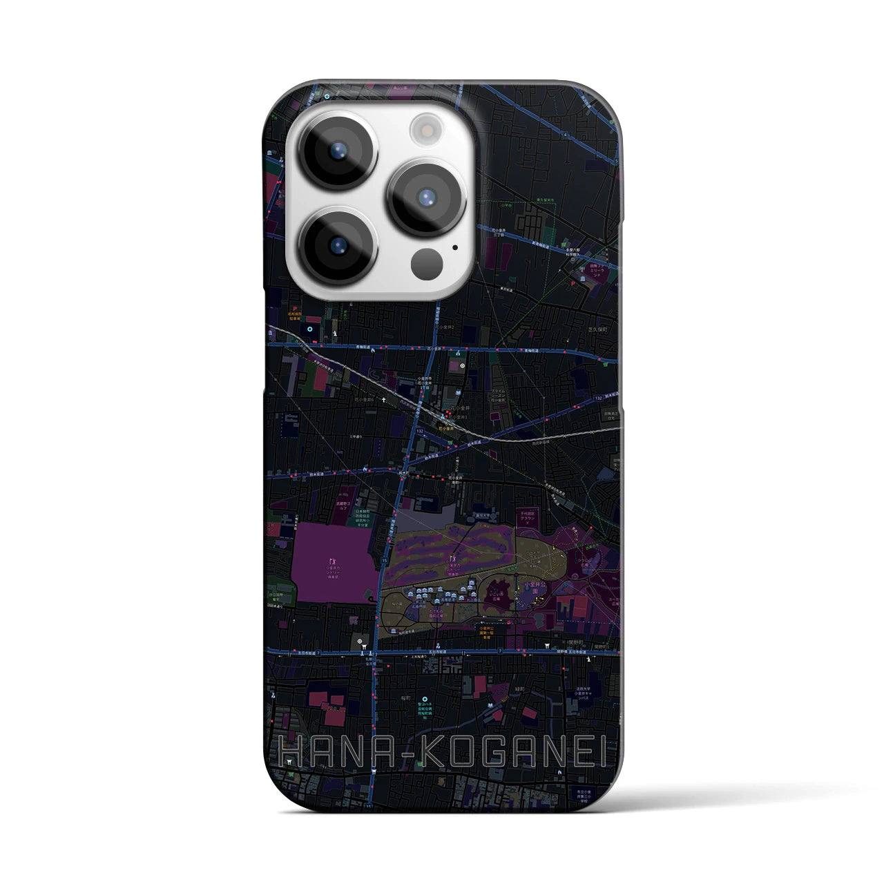【花小金井(東京都)】地図柄iPhoneケース(バックカバータイプ)