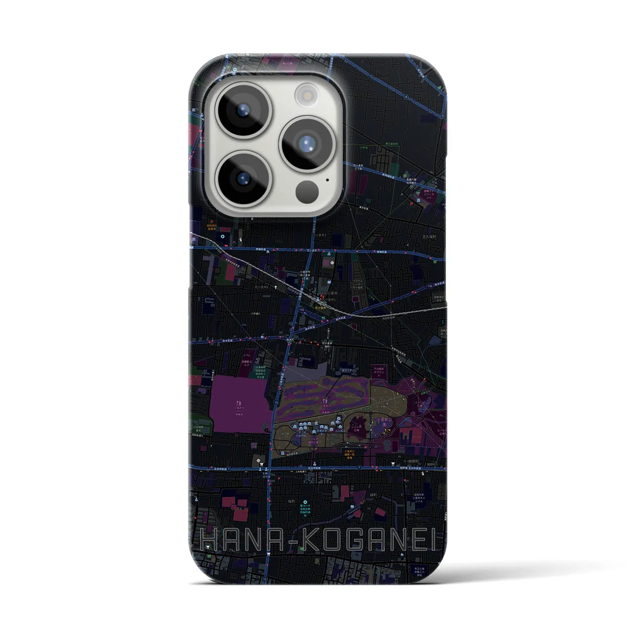 【花小金井(東京都)】地図柄iPhoneケース(バックカバータイプ)