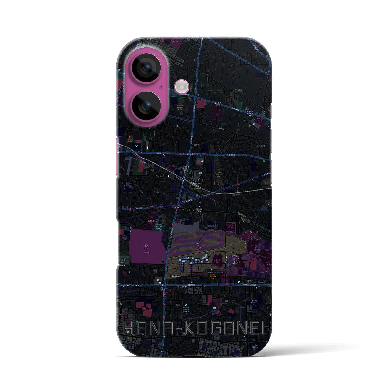 【花小金井(東京都)】地図柄iPhoneケース(バックカバータイプ)