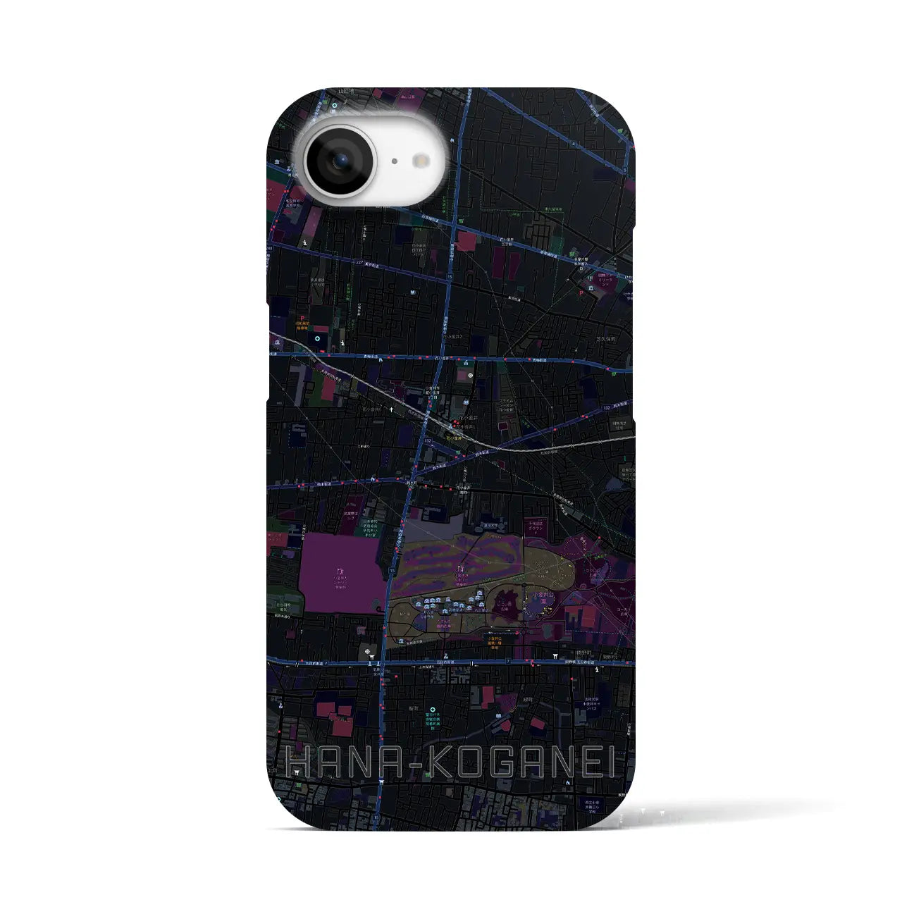 【花小金井(東京都)】地図柄iPhoneケース(バックカバータイプ)