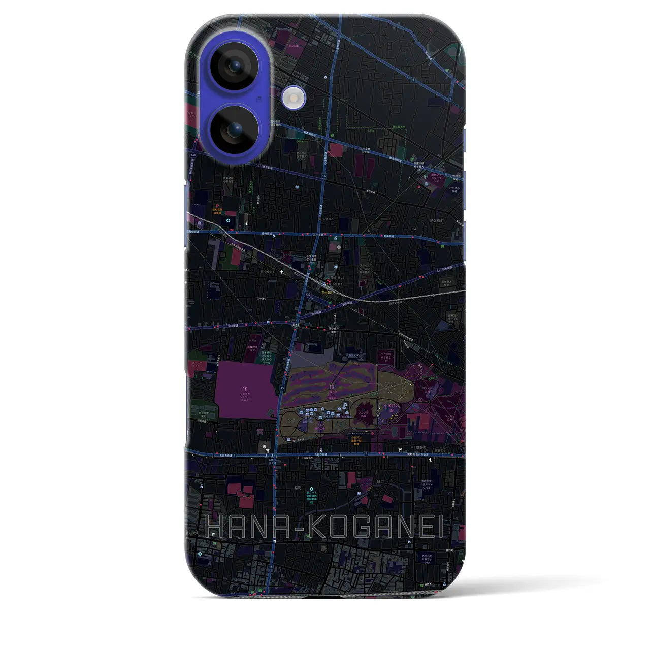 【花小金井(東京都)】地図柄iPhoneケース(バックカバータイプ)