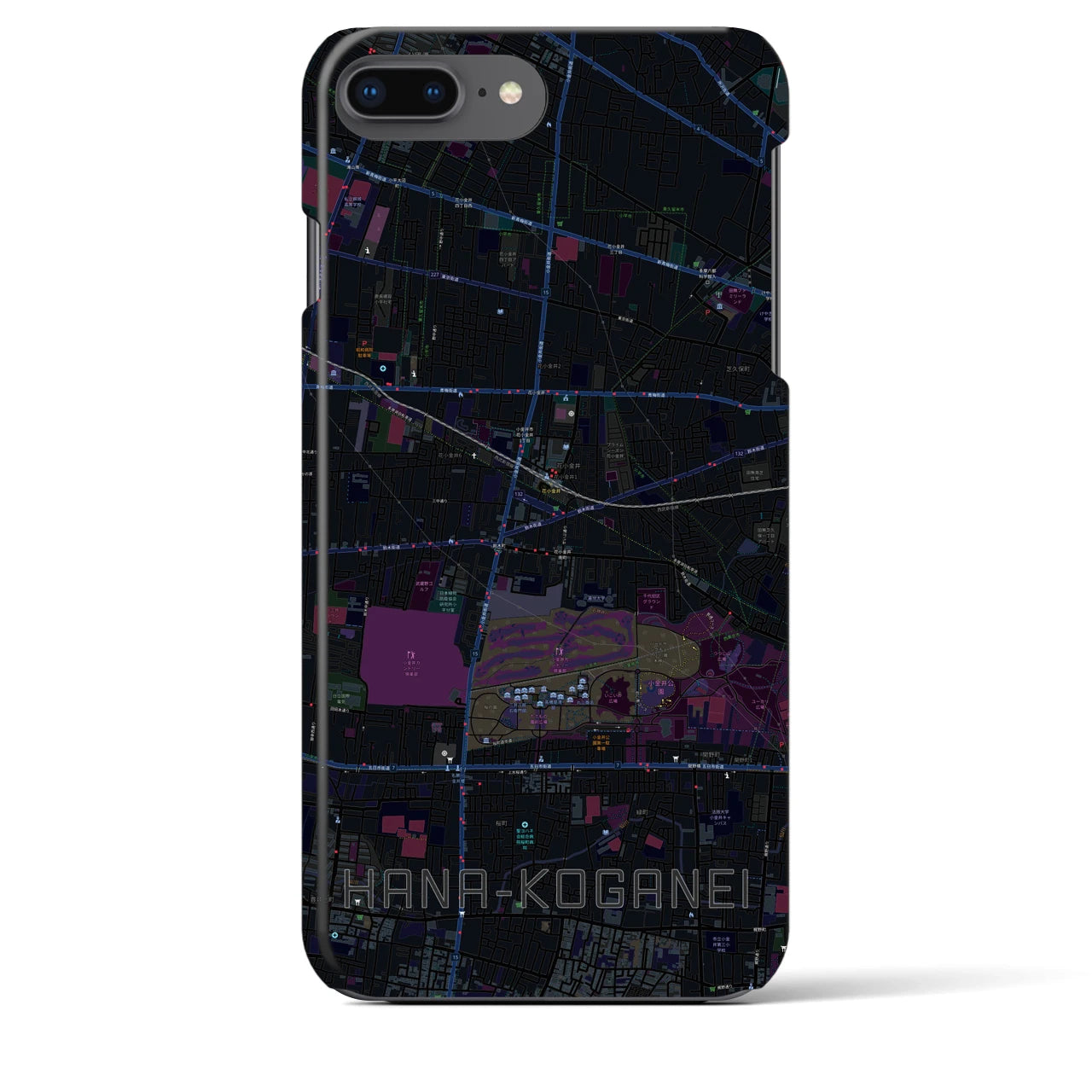 【花小金井(東京都)】地図柄iPhoneケース(バックカバータイプ)