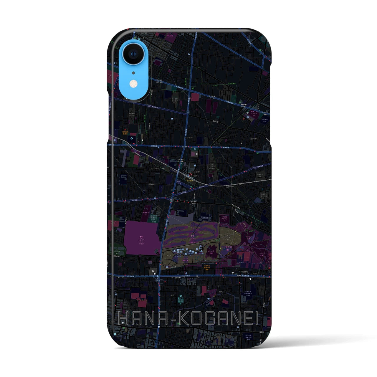 【花小金井(東京都)】地図柄iPhoneケース(バックカバータイプ)