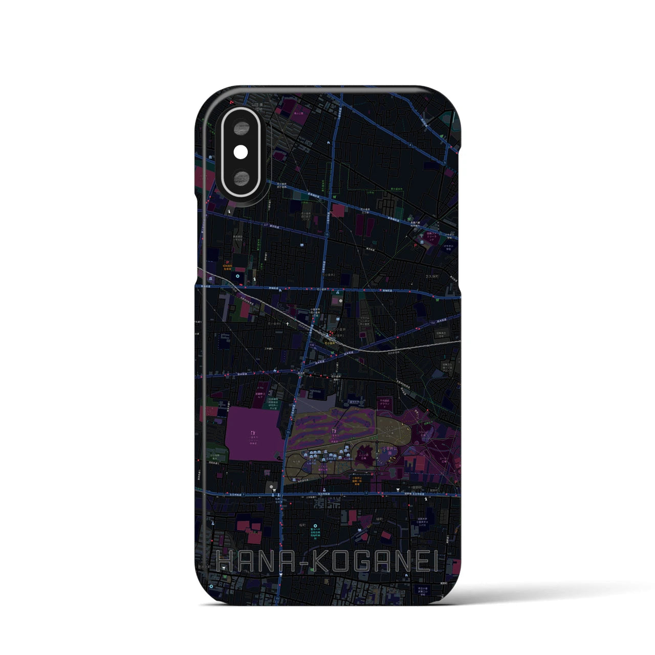 【花小金井(東京都)】地図柄iPhoneケース(バックカバータイプ)