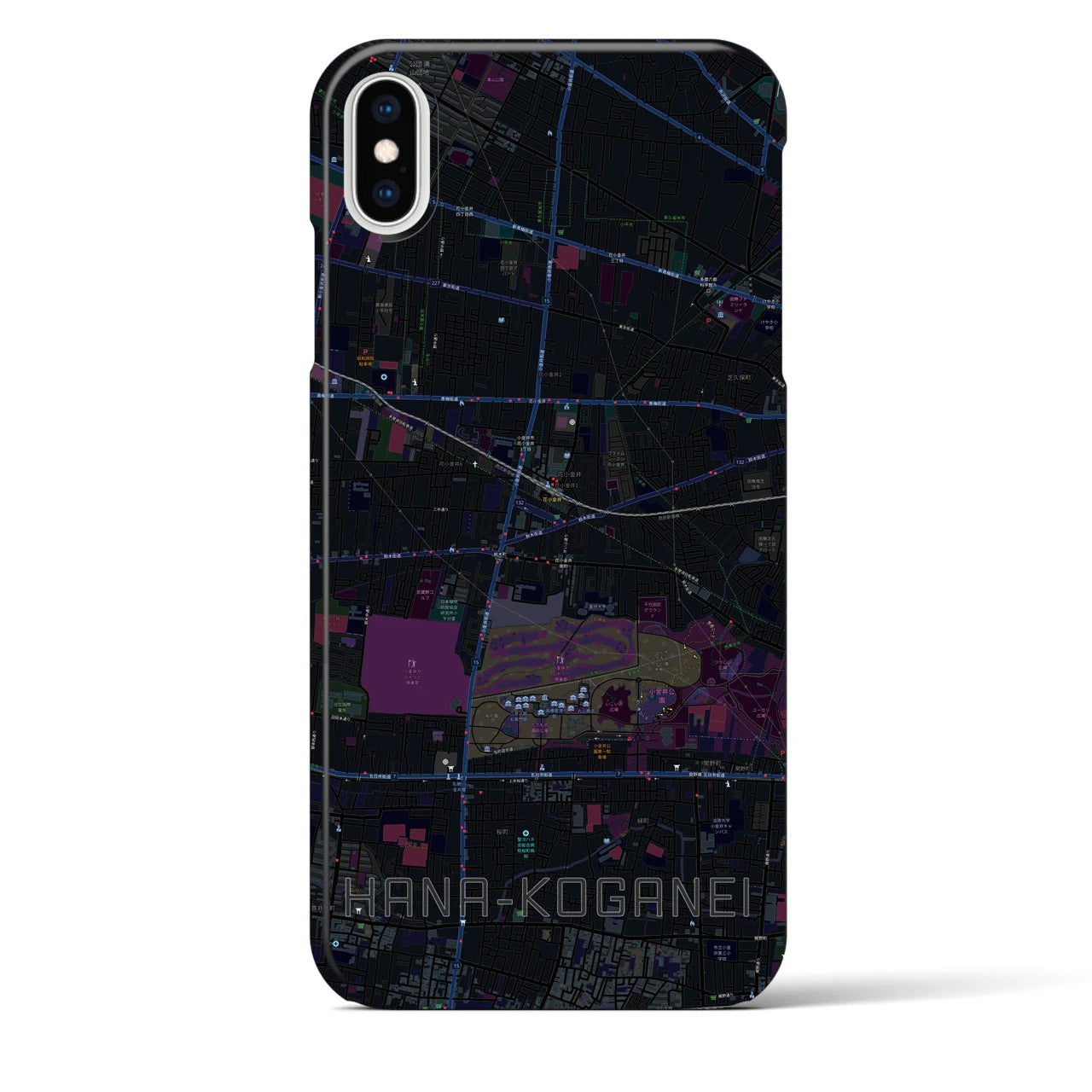 【花小金井(東京都)】地図柄iPhoneケース(バックカバータイプ)