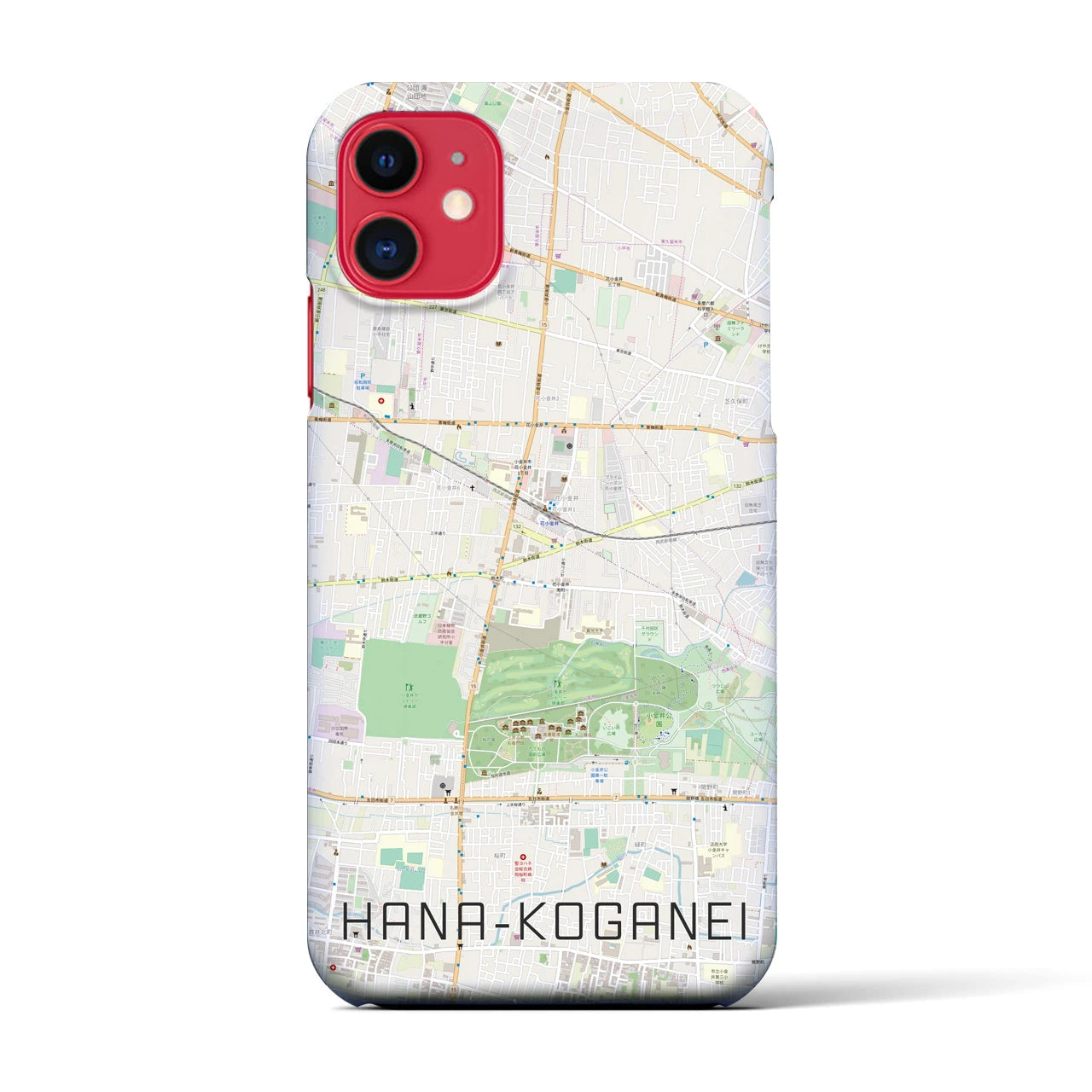 【花小金井(東京都)】地図柄iPhoneケース(バックカバータイプ)