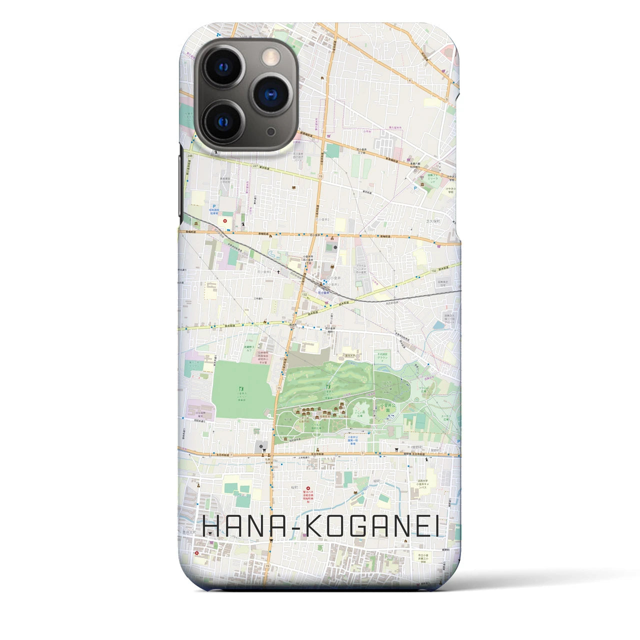 【花小金井(東京都)】地図柄iPhoneケース(バックカバータイプ)