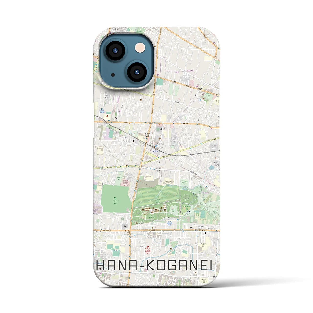 【花小金井(東京都)】地図柄iPhoneケース(バックカバータイプ)