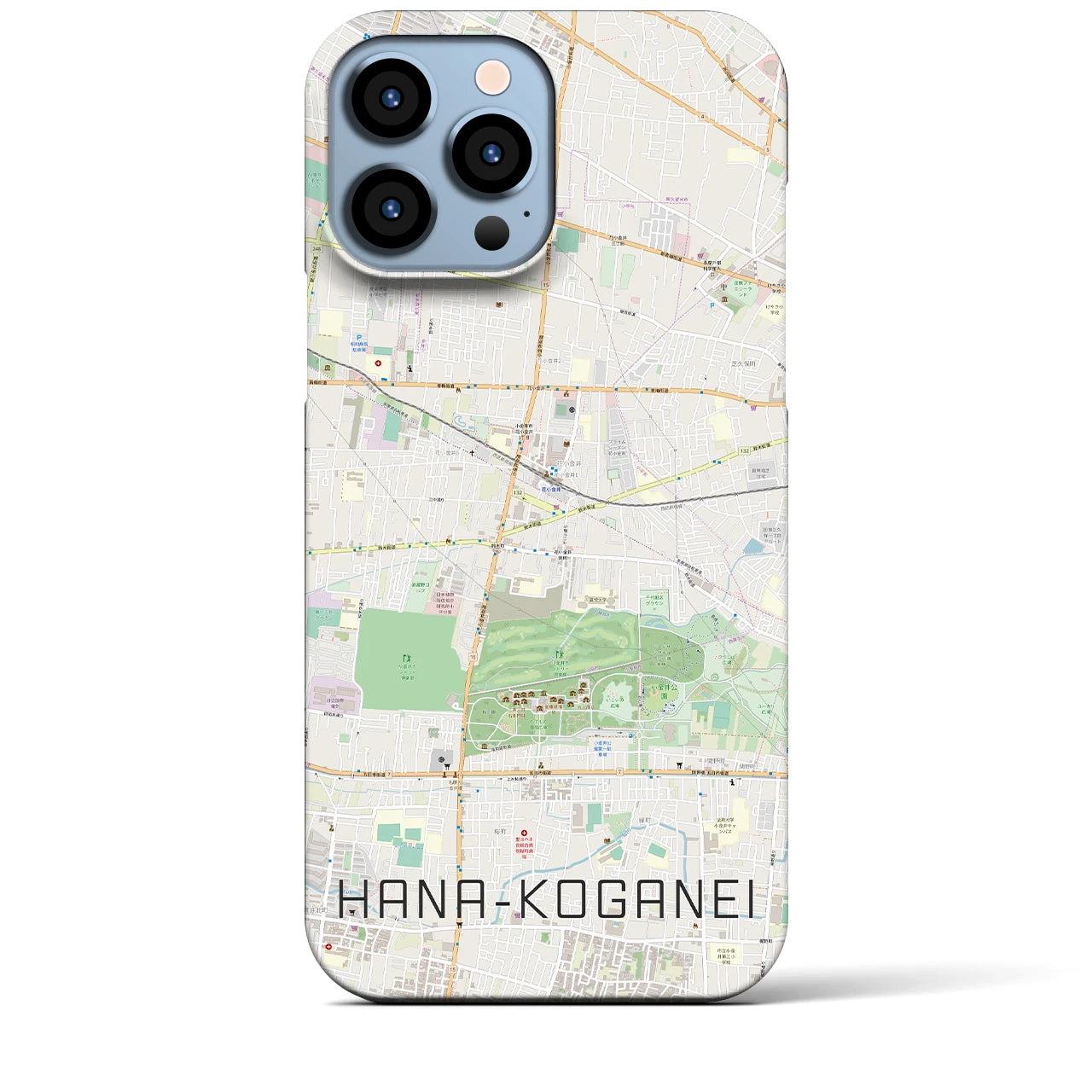 【花小金井(東京都)】地図柄iPhoneケース(バックカバータイプ)
