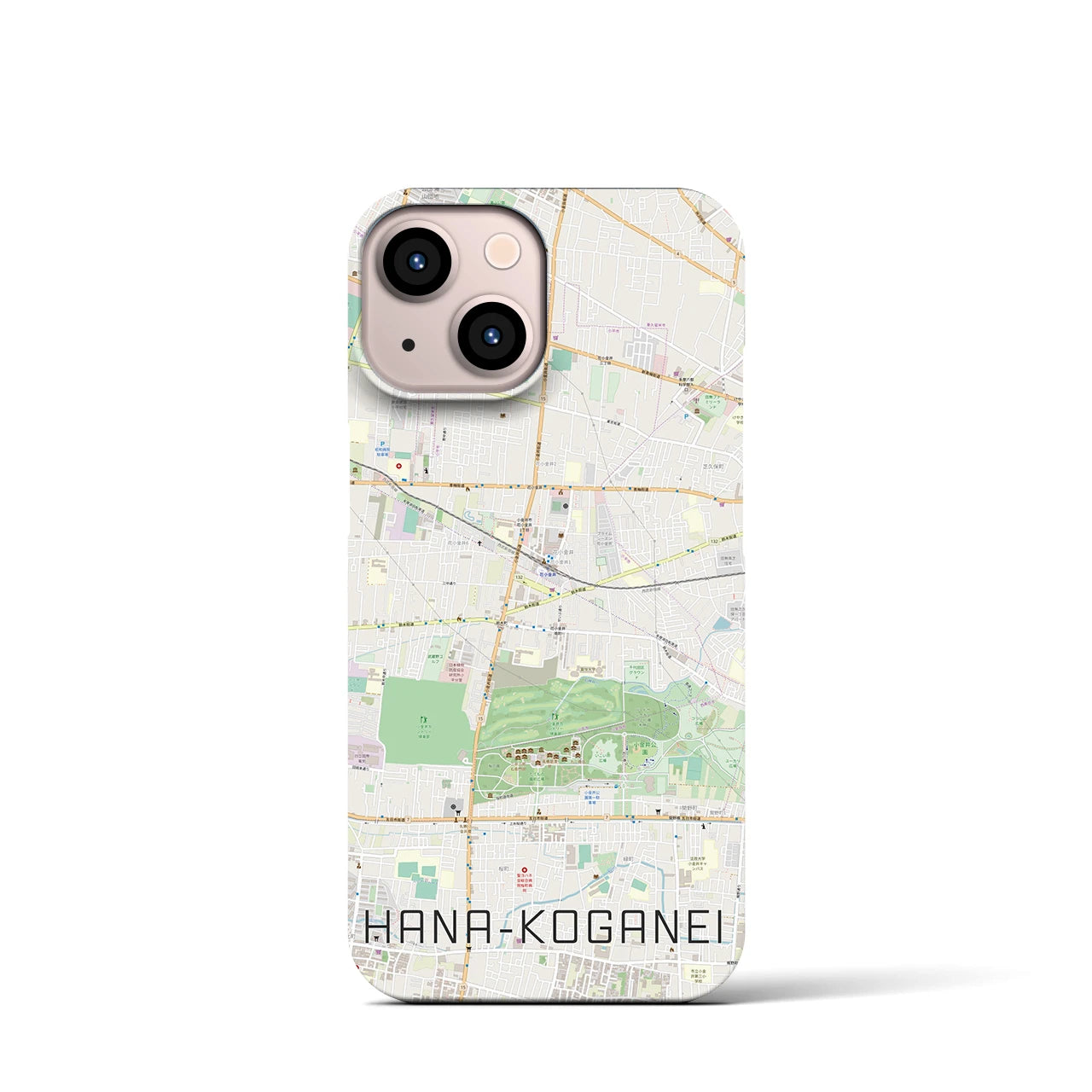 【花小金井(東京都)】地図柄iPhoneケース(バックカバータイプ)