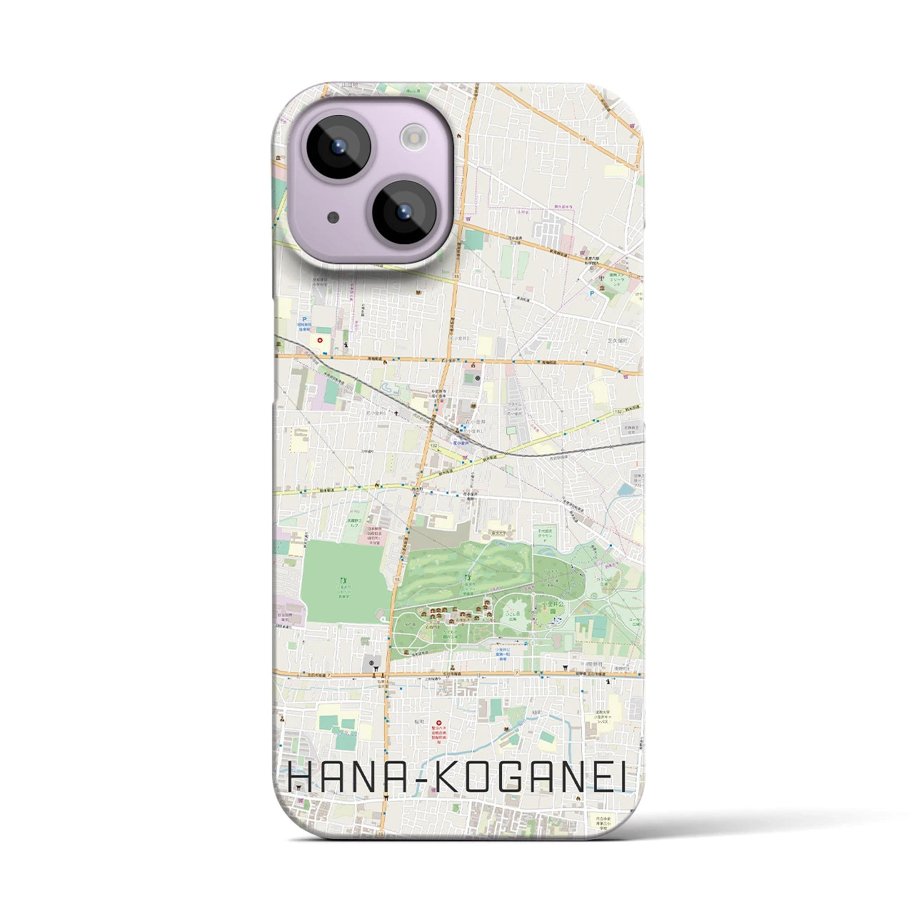 【花小金井(東京都)】地図柄iPhoneケース(バックカバータイプ)