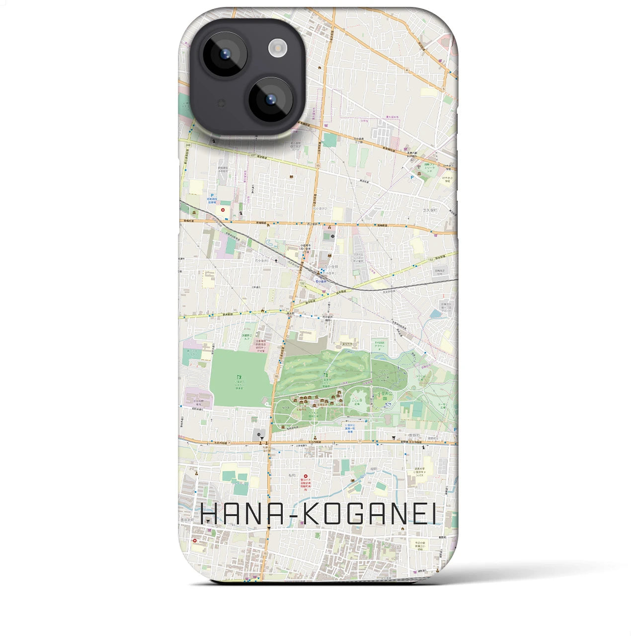 【花小金井(東京都)】地図柄iPhoneケース(バックカバータイプ)