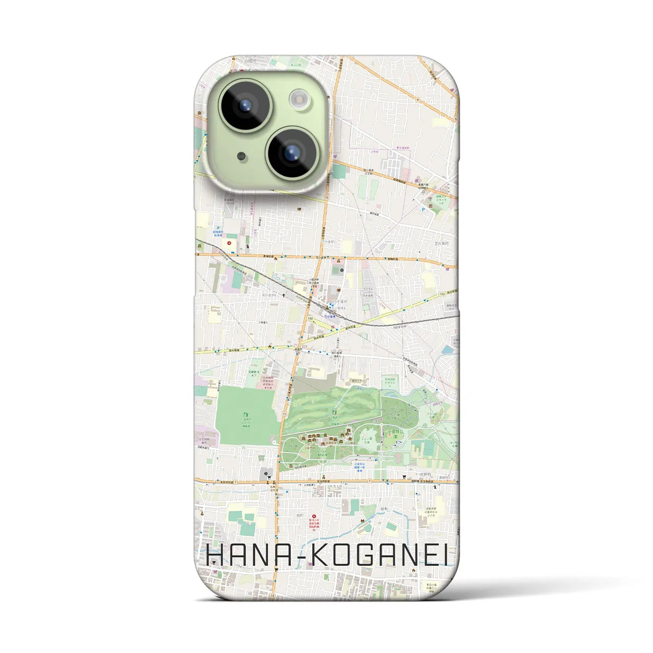 【花小金井(東京都)】地図柄iPhoneケース(バックカバータイプ)