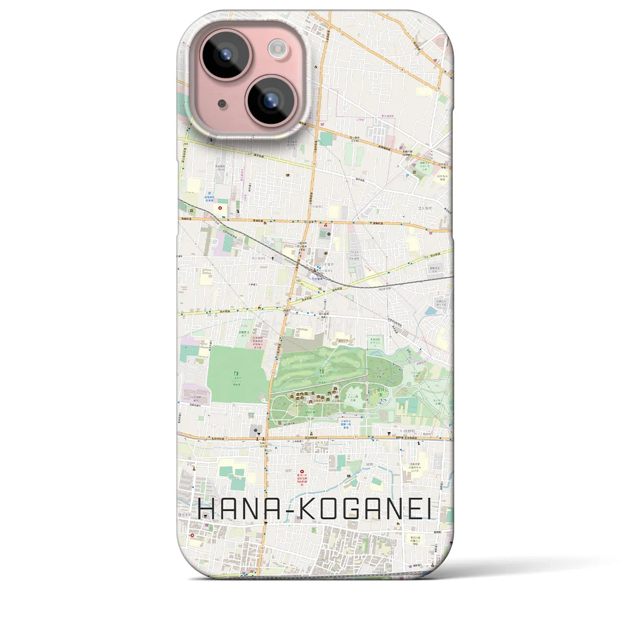 【花小金井(東京都)】地図柄iPhoneケース(バックカバータイプ)