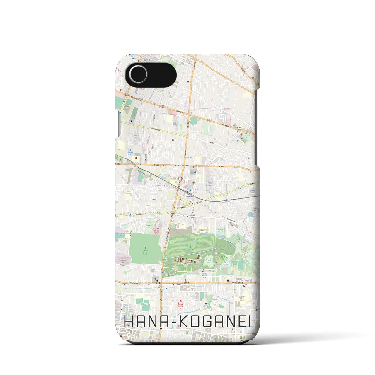 【花小金井(東京都)】地図柄iPhoneケース(バックカバータイプ)
