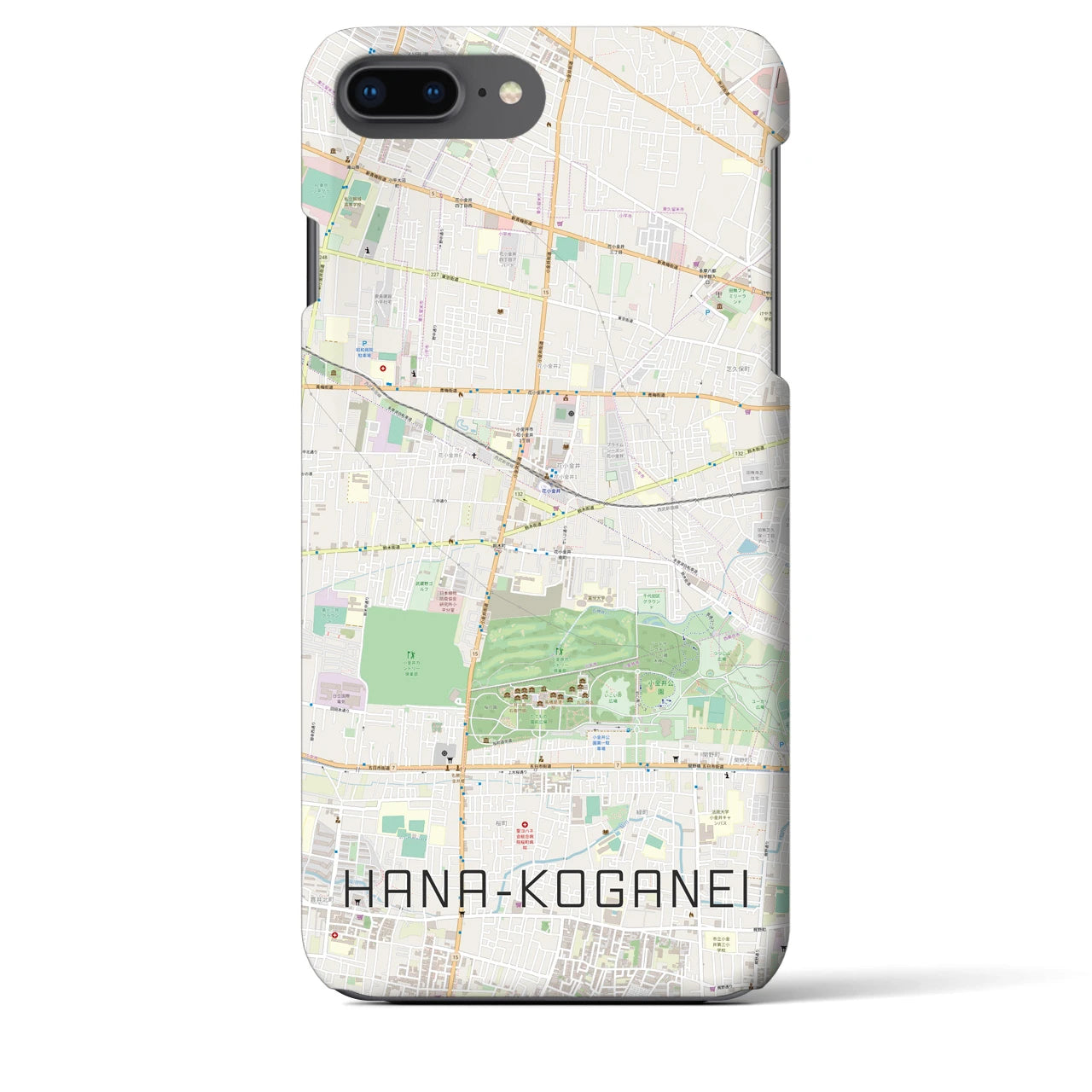 【花小金井(東京都)】地図柄iPhoneケース(バックカバータイプ)