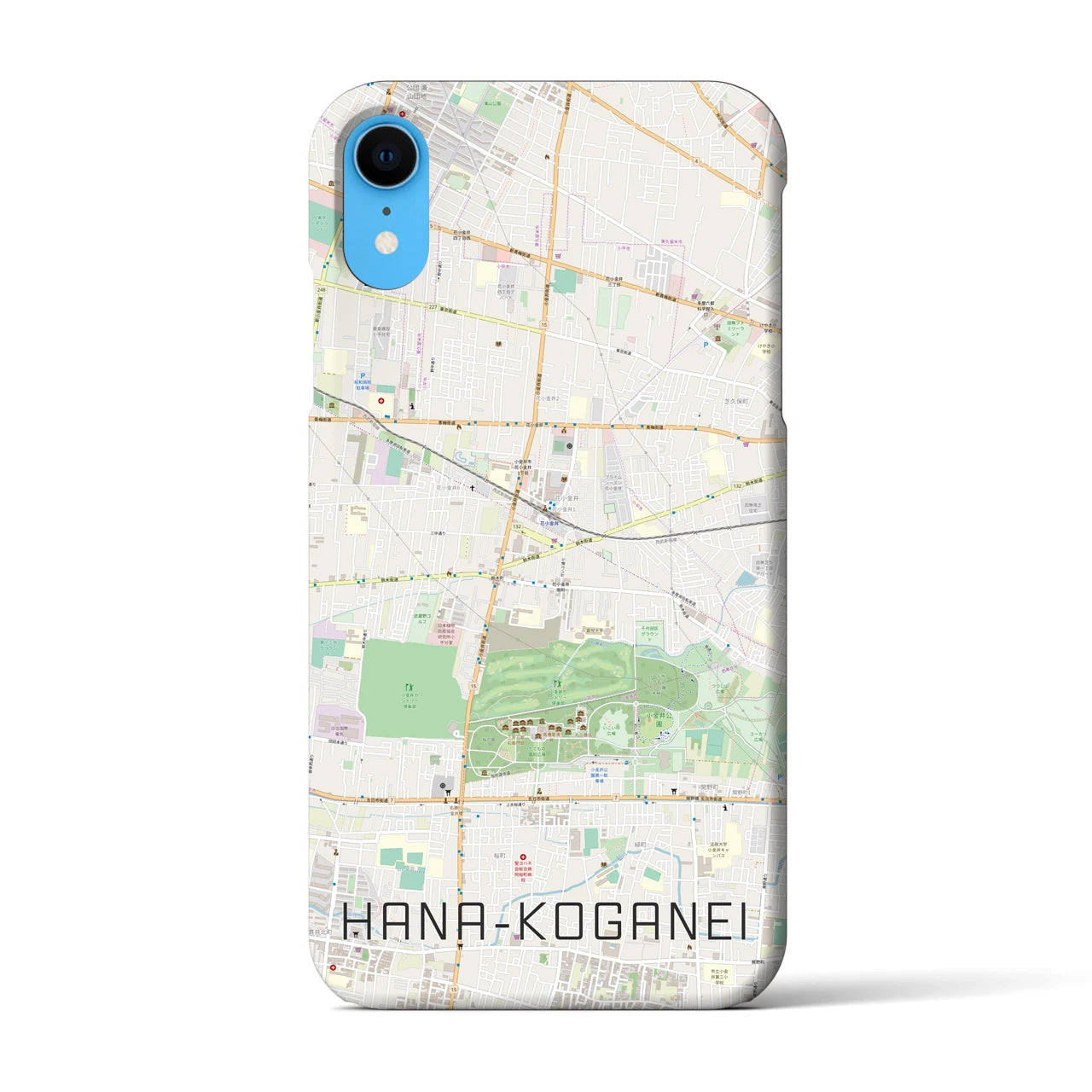 【花小金井(東京都)】地図柄iPhoneケース(バックカバータイプ)