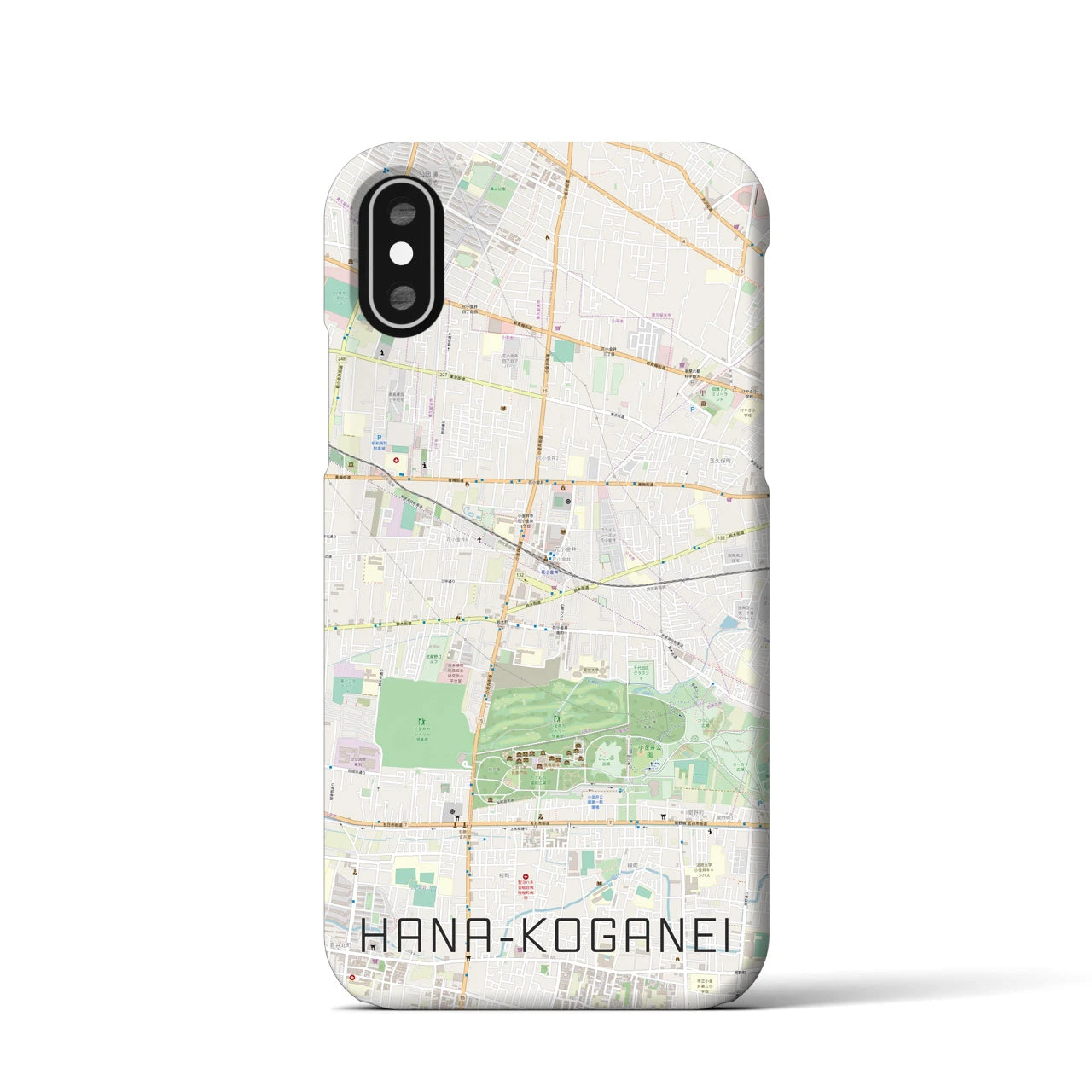 【花小金井(東京都)】地図柄iPhoneケース(バックカバータイプ)
