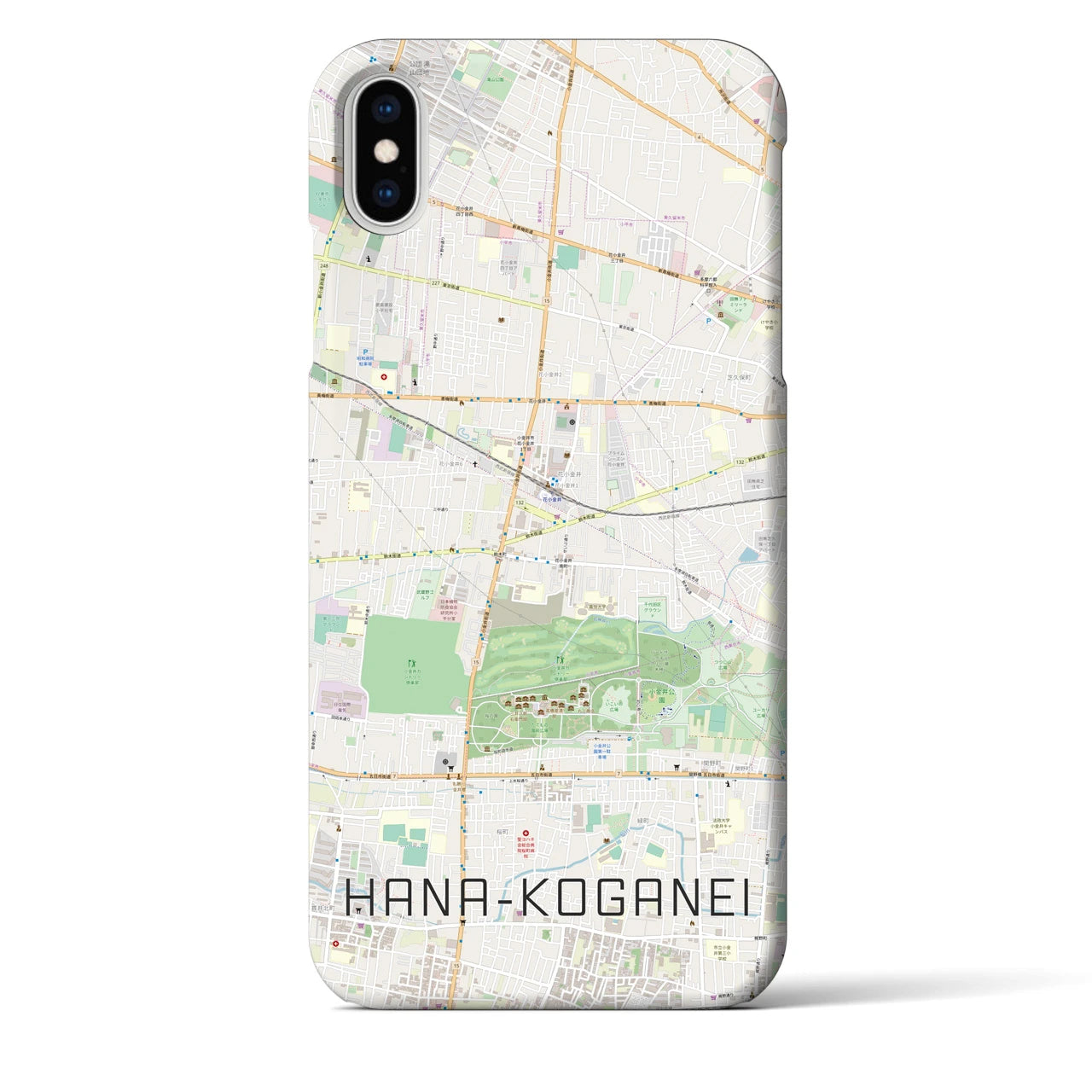 【花小金井(東京都)】地図柄iPhoneケース(バックカバータイプ)