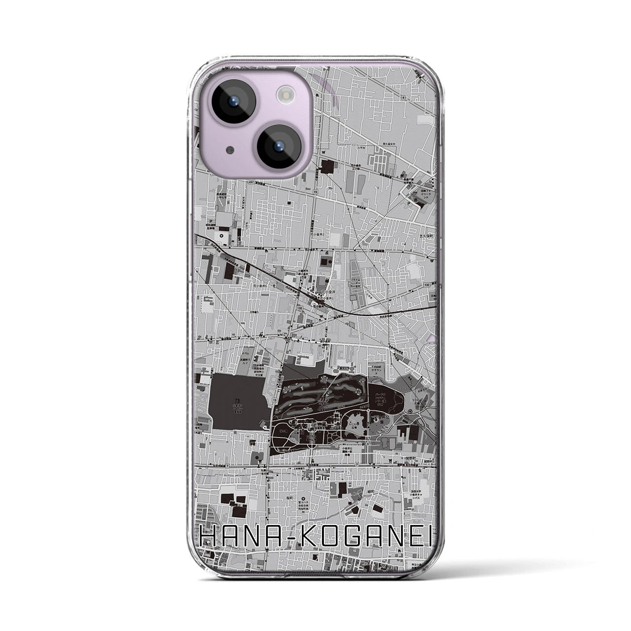 【花小金井(東京都)】地図柄iPhoneケース(クリアタイプ)