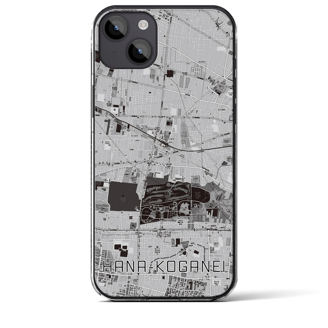 【花小金井(東京都)】地図柄iPhoneケース(クリアタイプ)