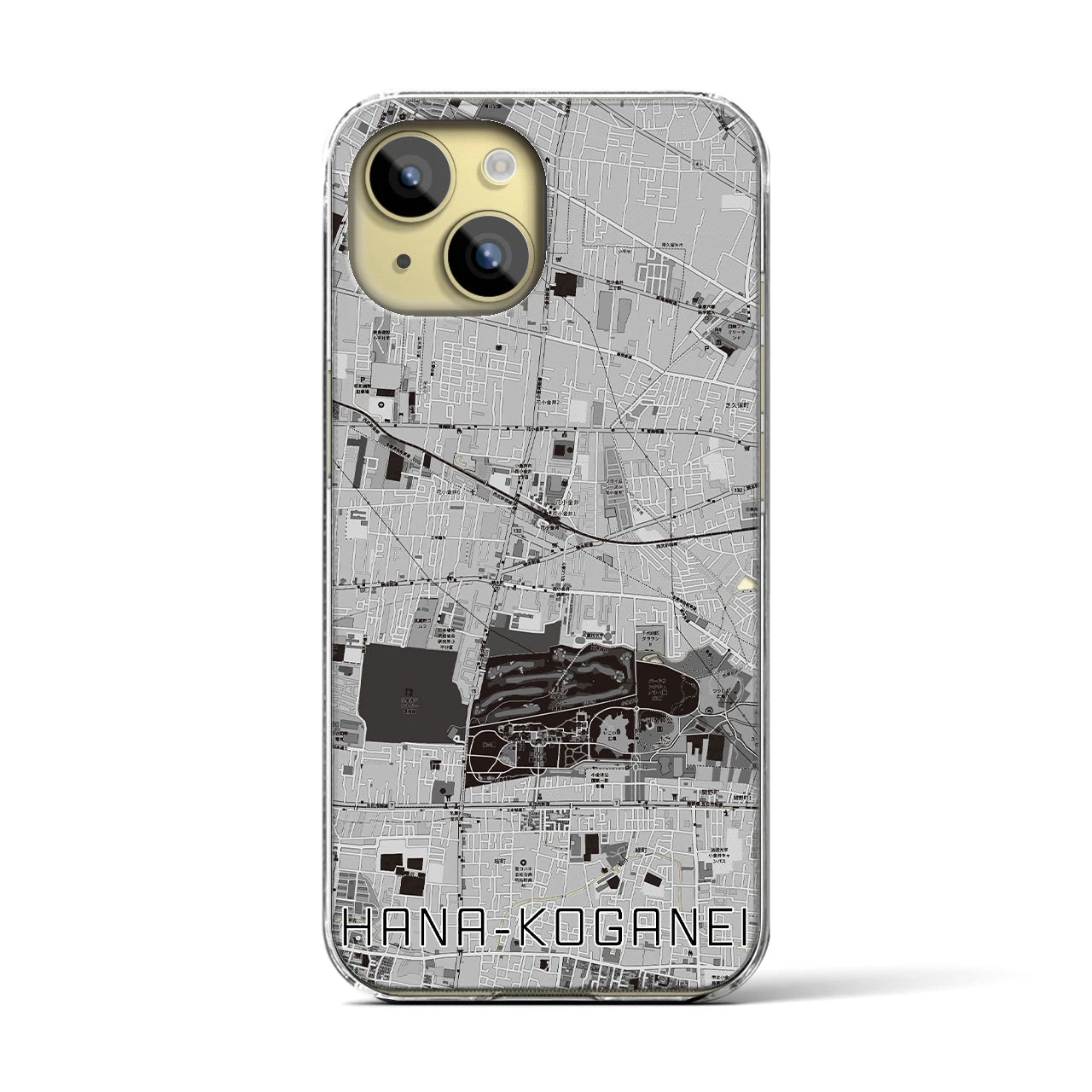 【花小金井(東京都)】地図柄iPhoneケース(クリアタイプ)