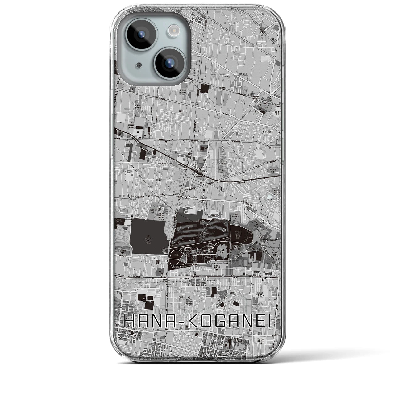 【花小金井(東京都)】地図柄iPhoneケース(クリアタイプ)