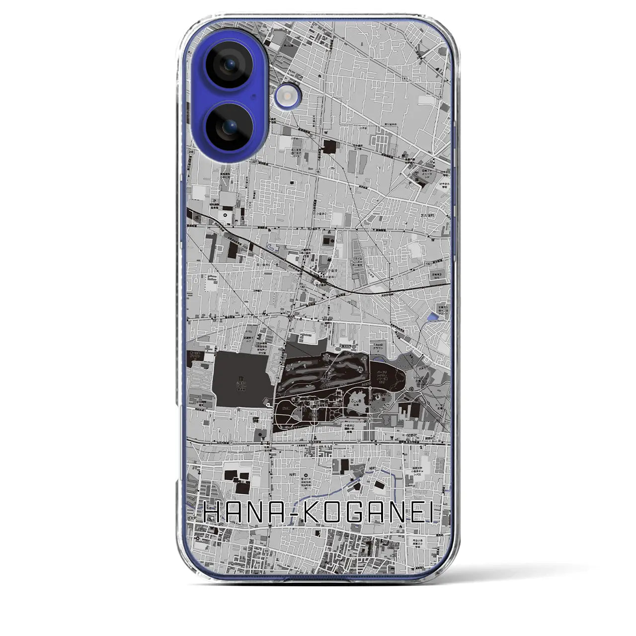 【花小金井(東京都)】地図柄iPhoneケース(クリアタイプ)