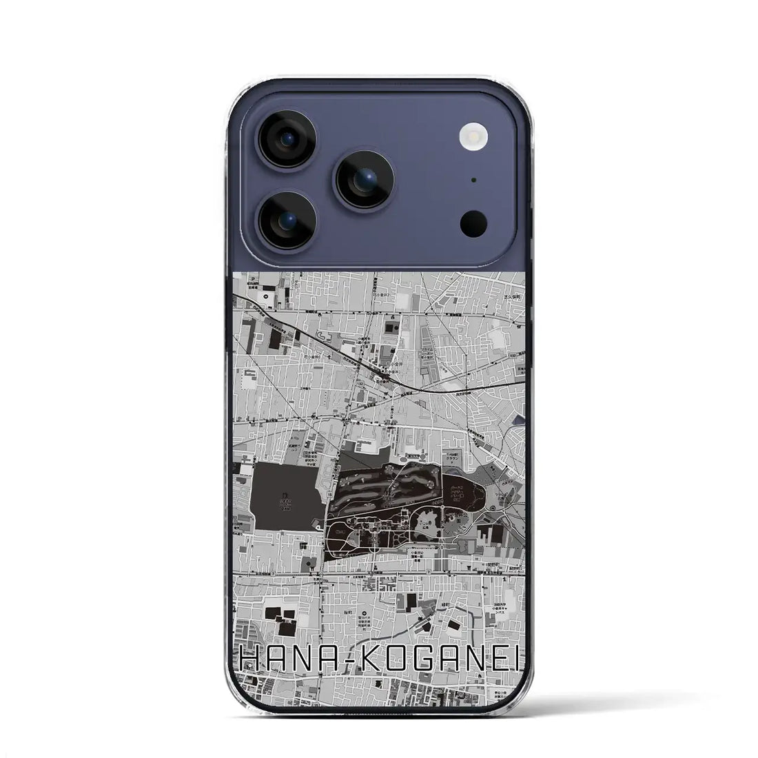 【花小金井(東京都)】地図柄iPhoneケース(クリアタイプ)モノトーン・iPhone 17 Pro Max 用