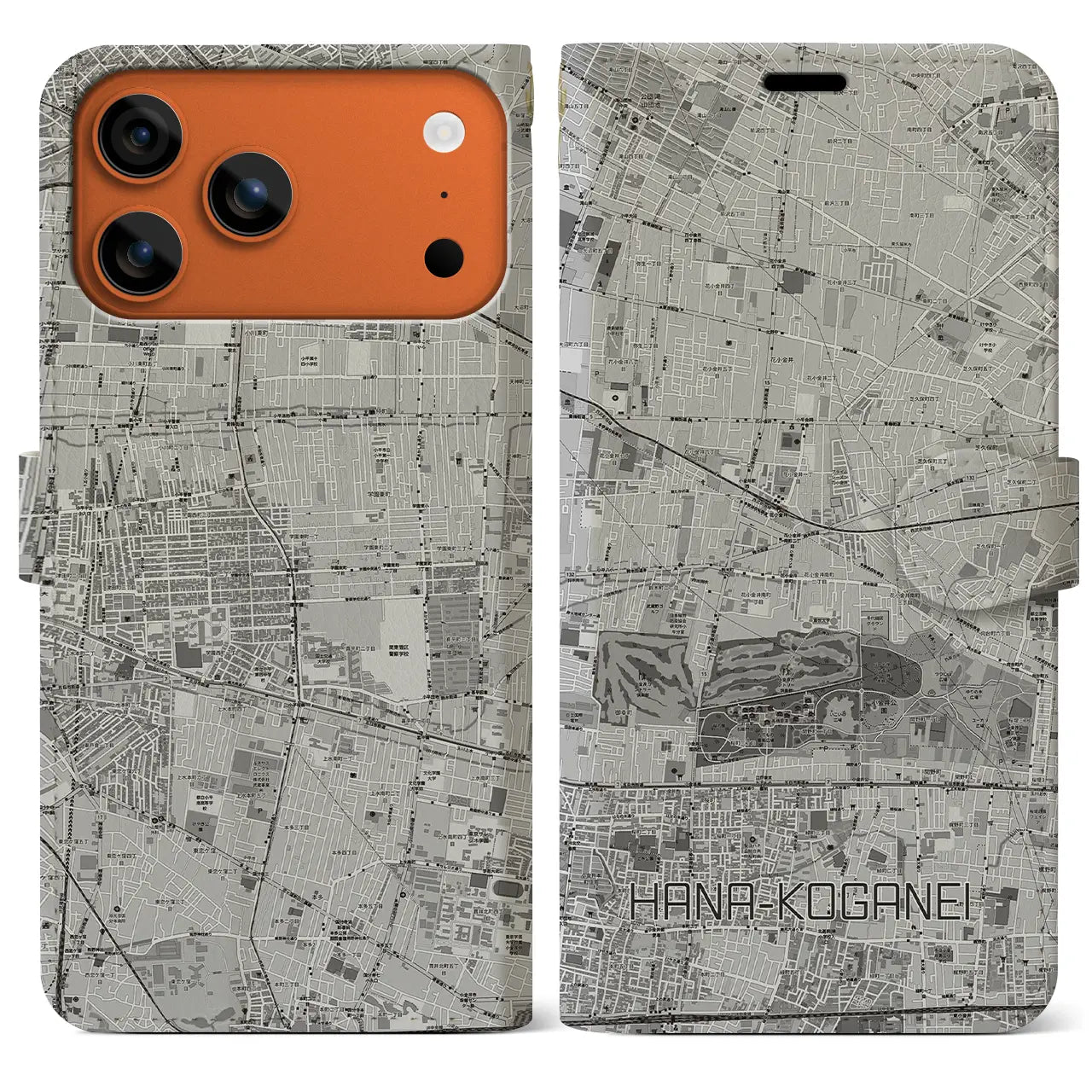 【花小金井(東京都)】地図柄iPhoneケース(手帳タイプ)