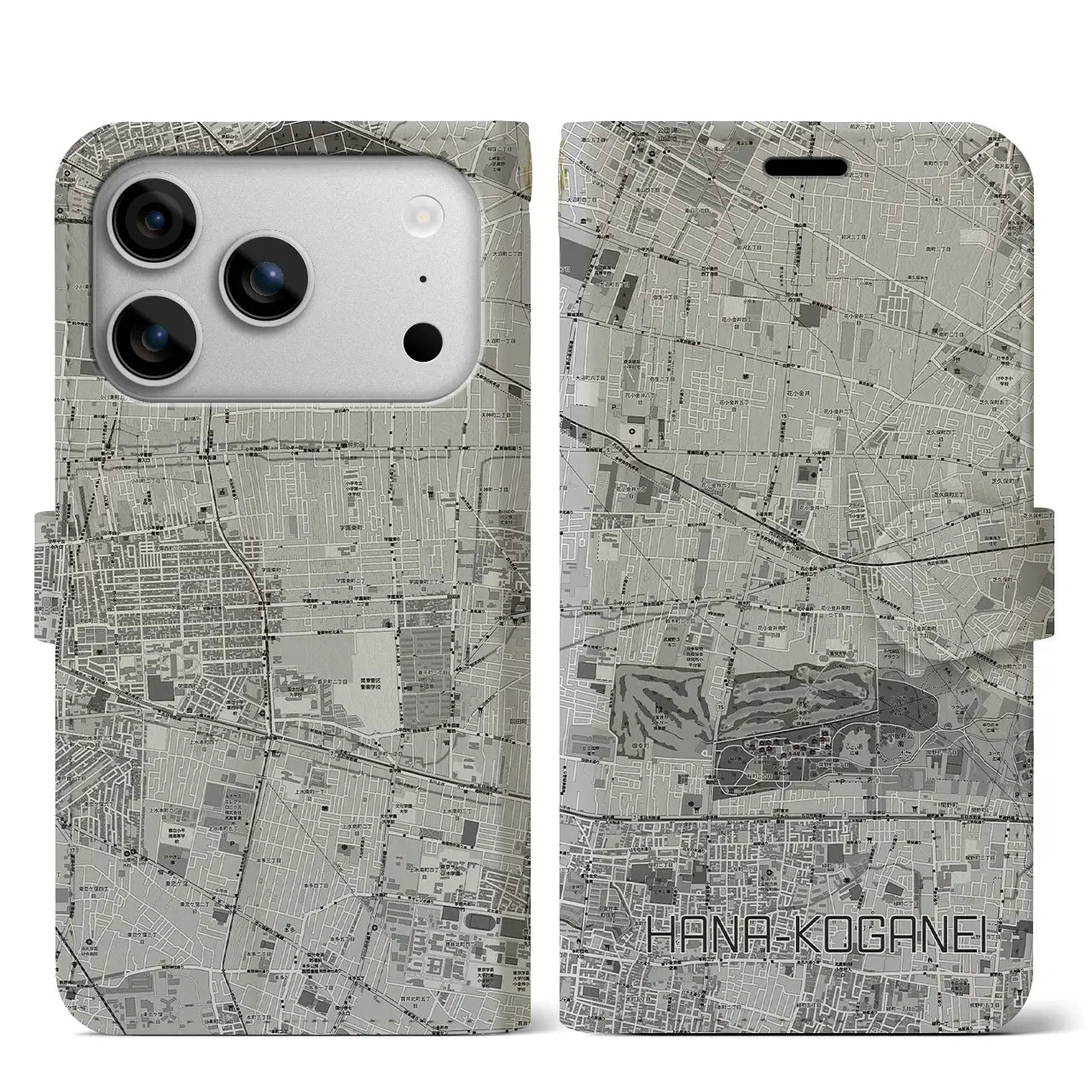 【花小金井(東京都)】地図柄iPhoneケース(手帳タイプ)