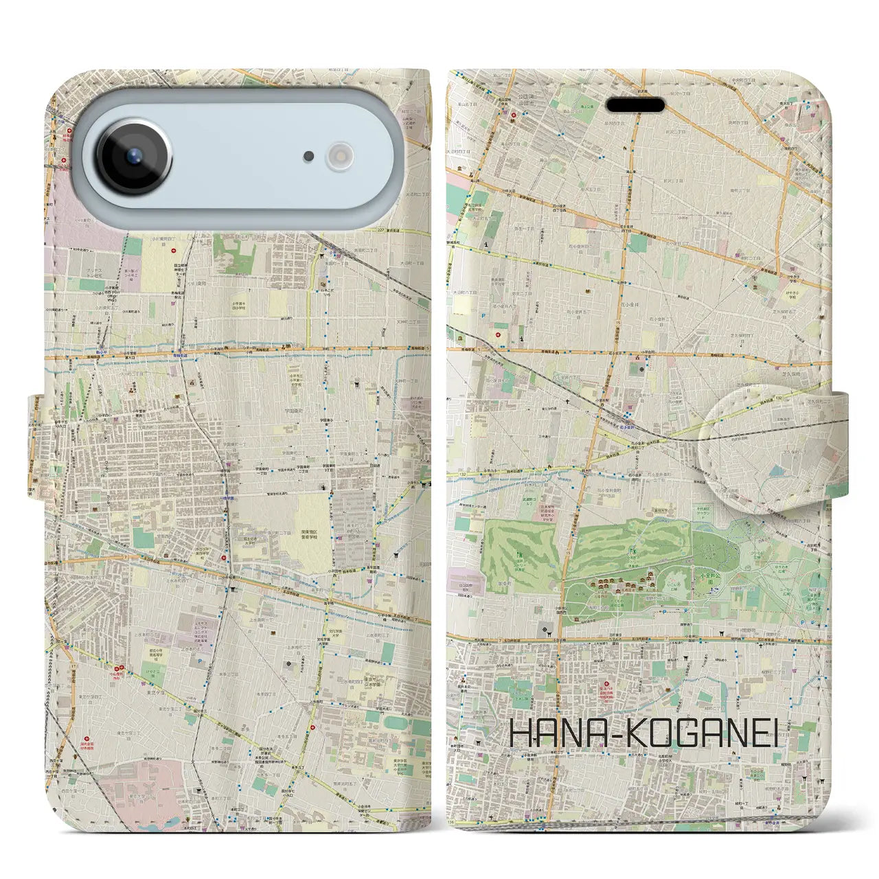 【花小金井(東京都)】地図柄iPhoneケース(手帳タイプ)