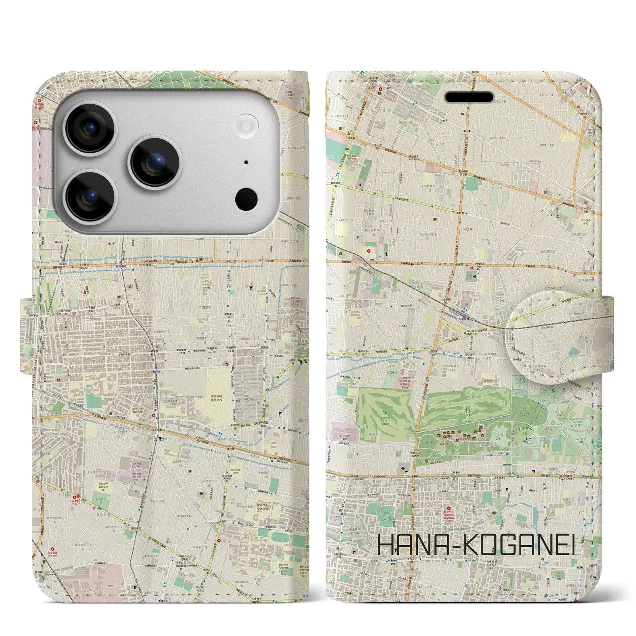 【花小金井(東京都)】地図柄iPhoneケース(手帳タイプ)