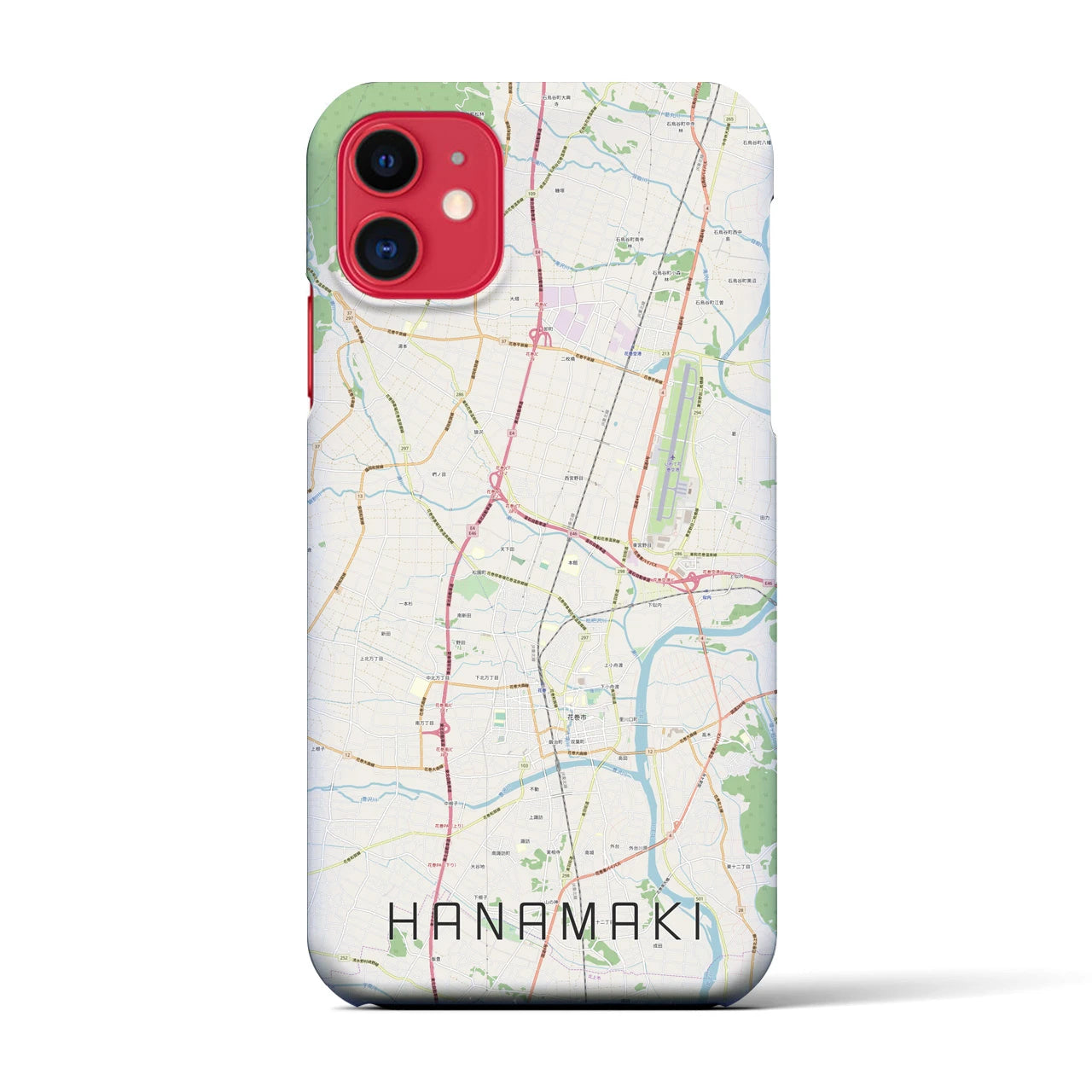 【花巻(岩手県)】地図柄iPhoneケース(バックカバータイプ)