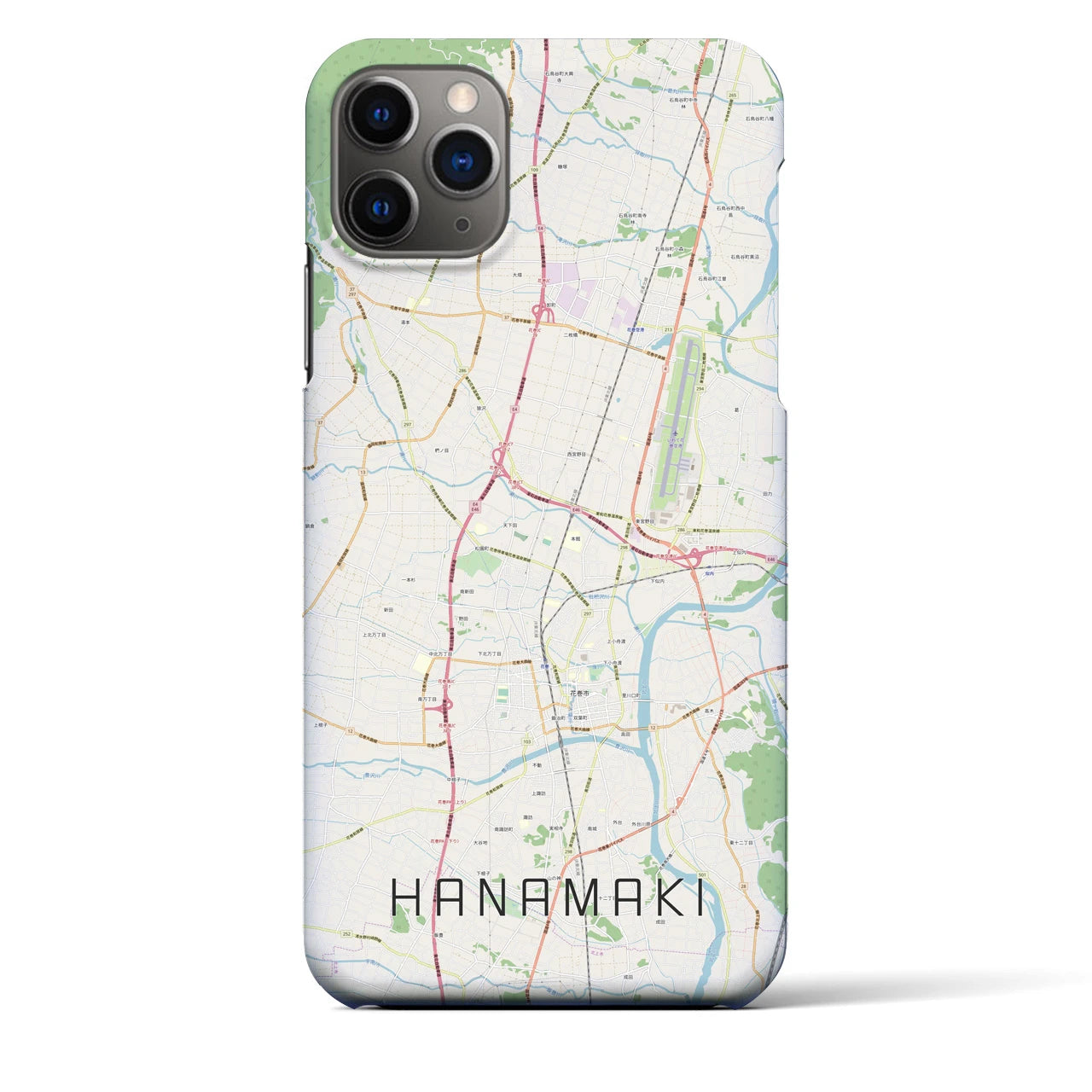 【花巻(岩手県)】地図柄iPhoneケース(バックカバータイプ)