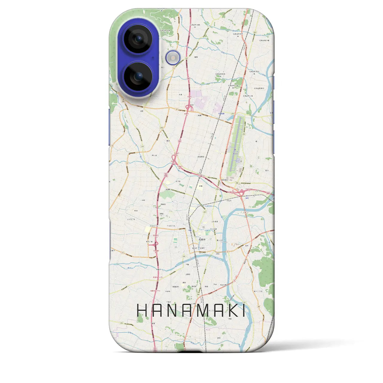 【花巻(岩手県)】地図柄iPhoneケース(バックカバータイプ)ナチュラル・iPhone 16 Pro Max 用