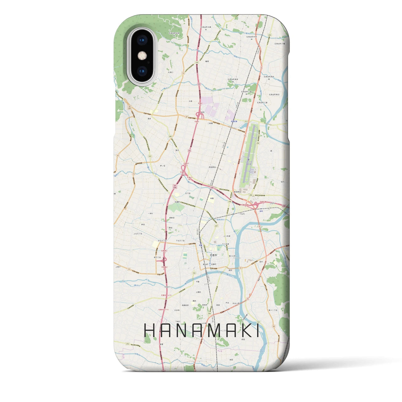 【花巻(岩手県)】地図柄iPhoneケース(バックカバータイプ)