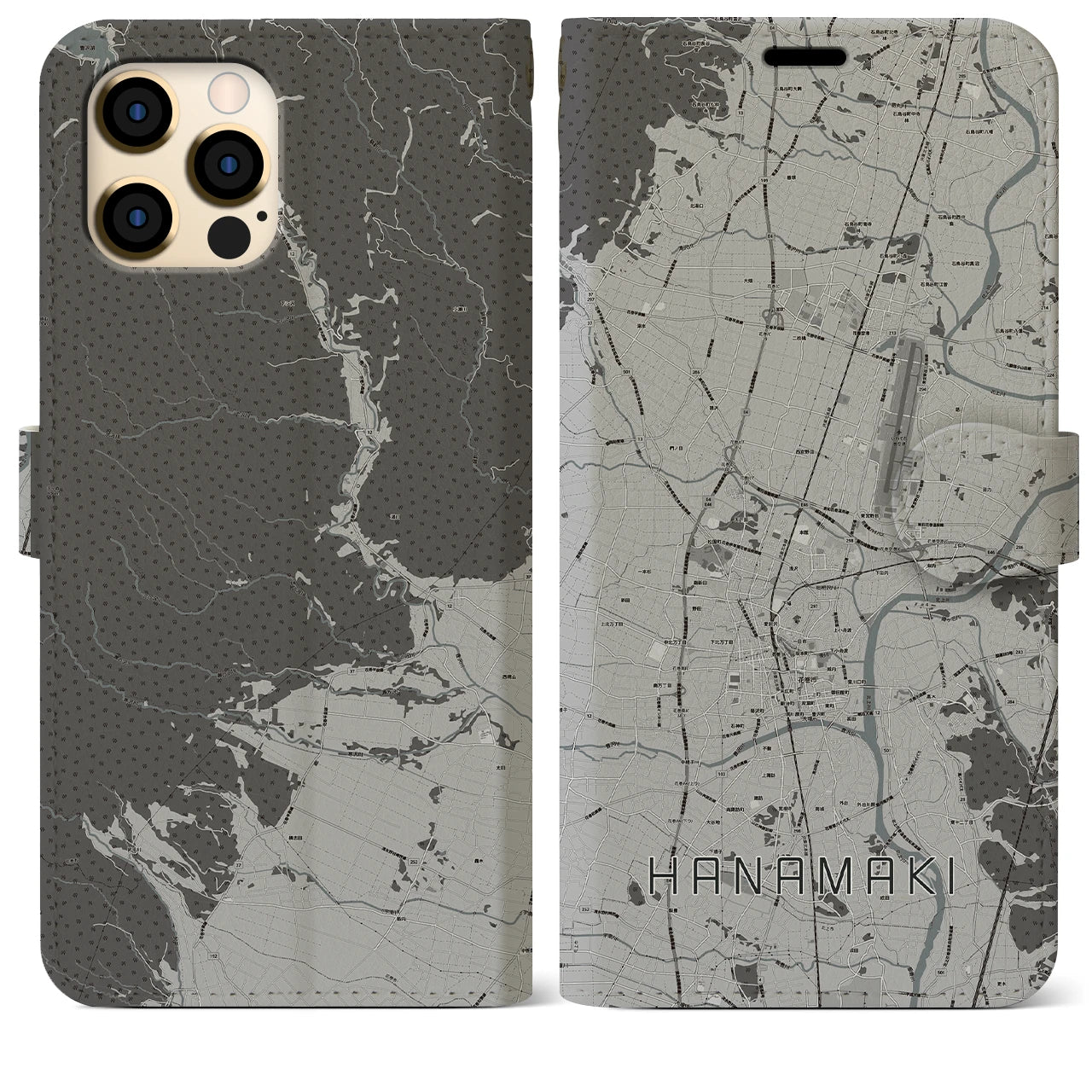 【花巻(岩手県)】地図柄iPhoneケース(手帳タイプ)