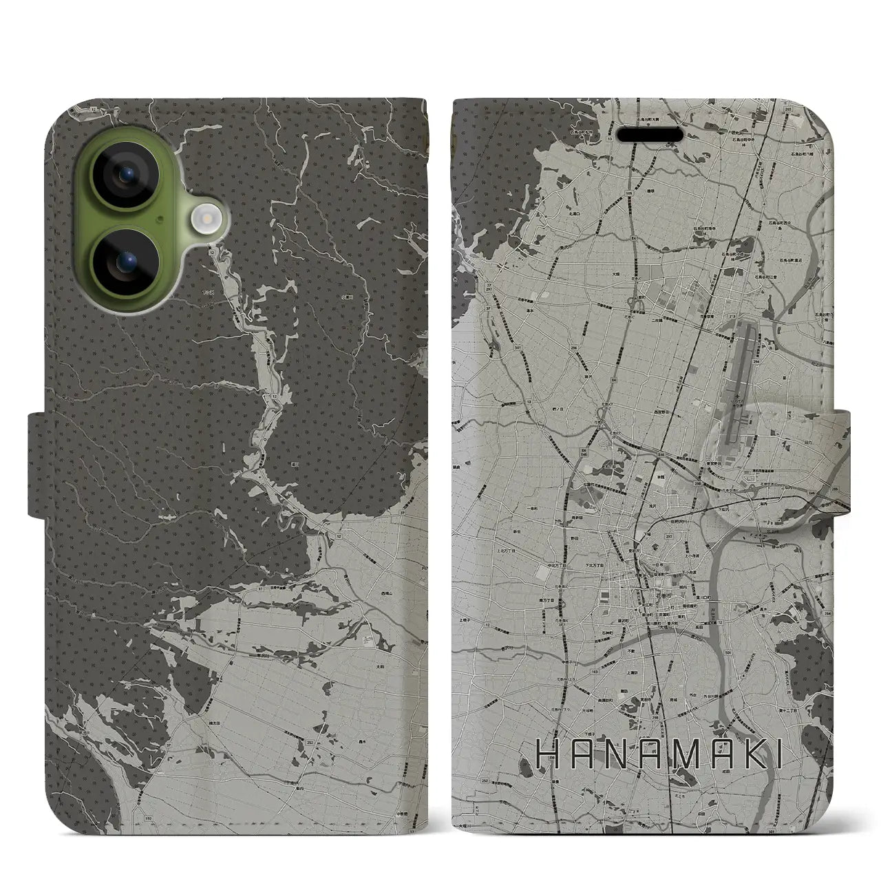 【花巻(岩手県)】地図柄iPhoneケース(手帳タイプ)