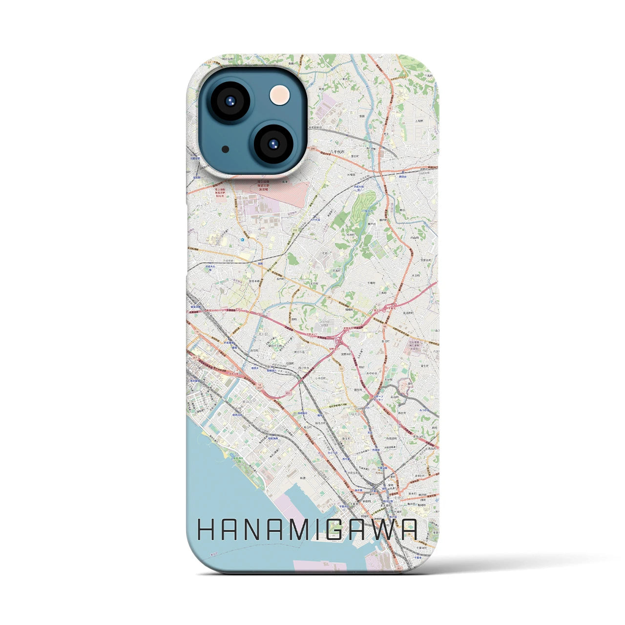 【花見川(千葉県)】地図柄iPhoneケース(バックカバータイプ)