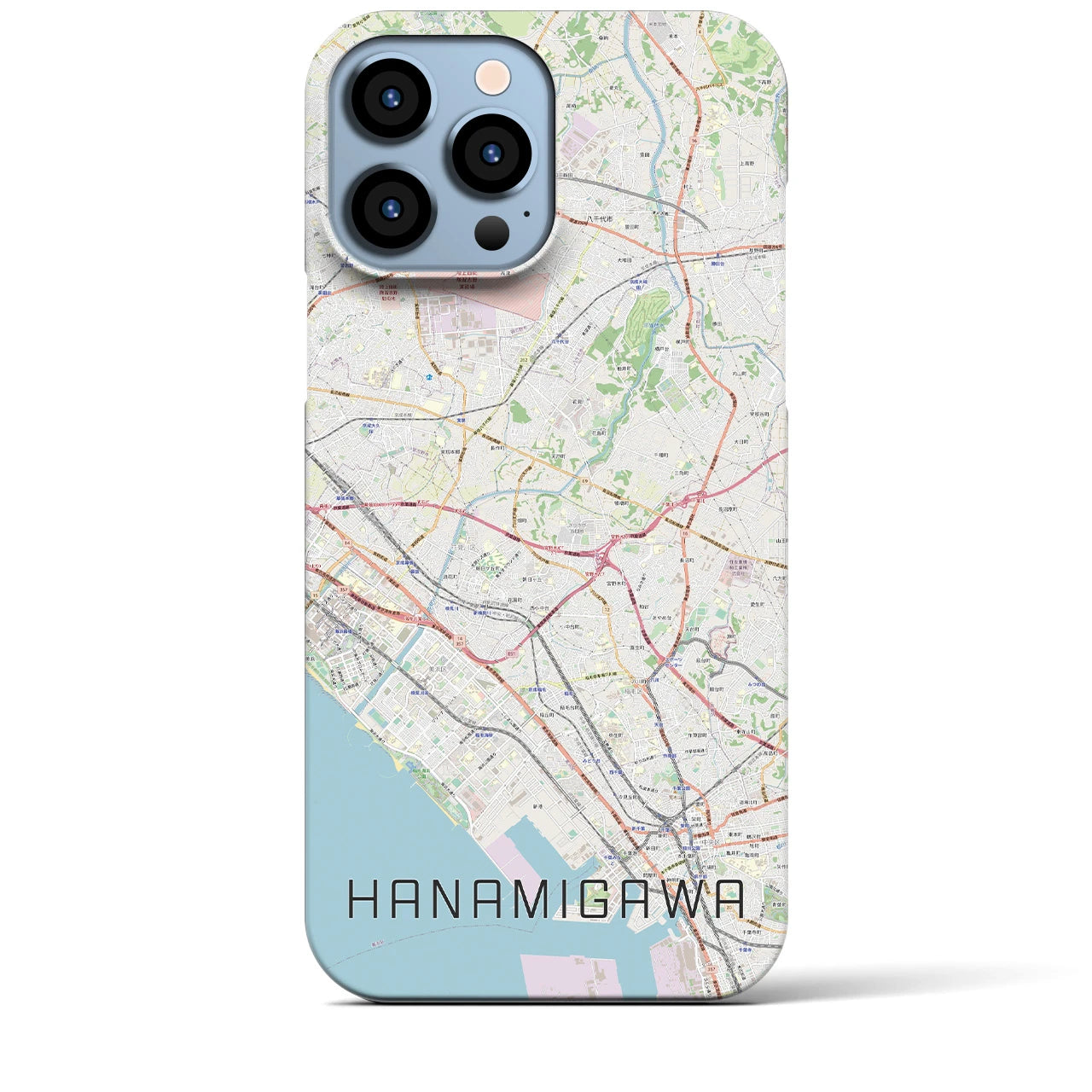 【花見川(千葉県)】地図柄iPhoneケース(バックカバータイプ)