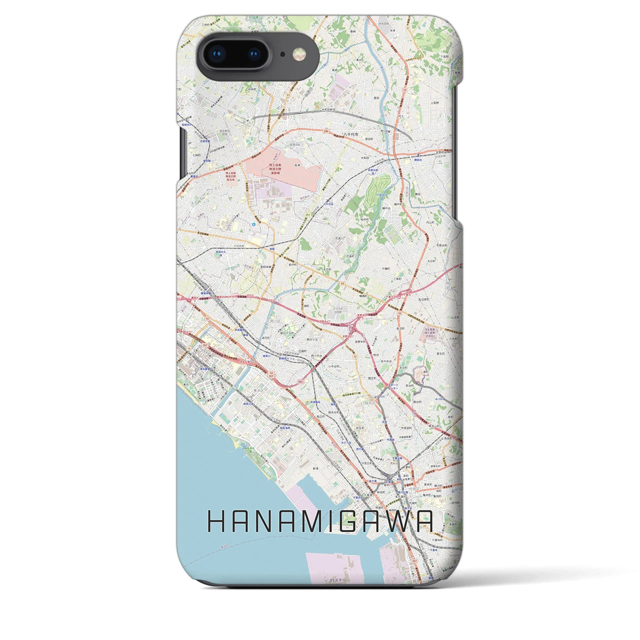 【花見川(千葉県)】地図柄iPhoneケース(バックカバータイプ)