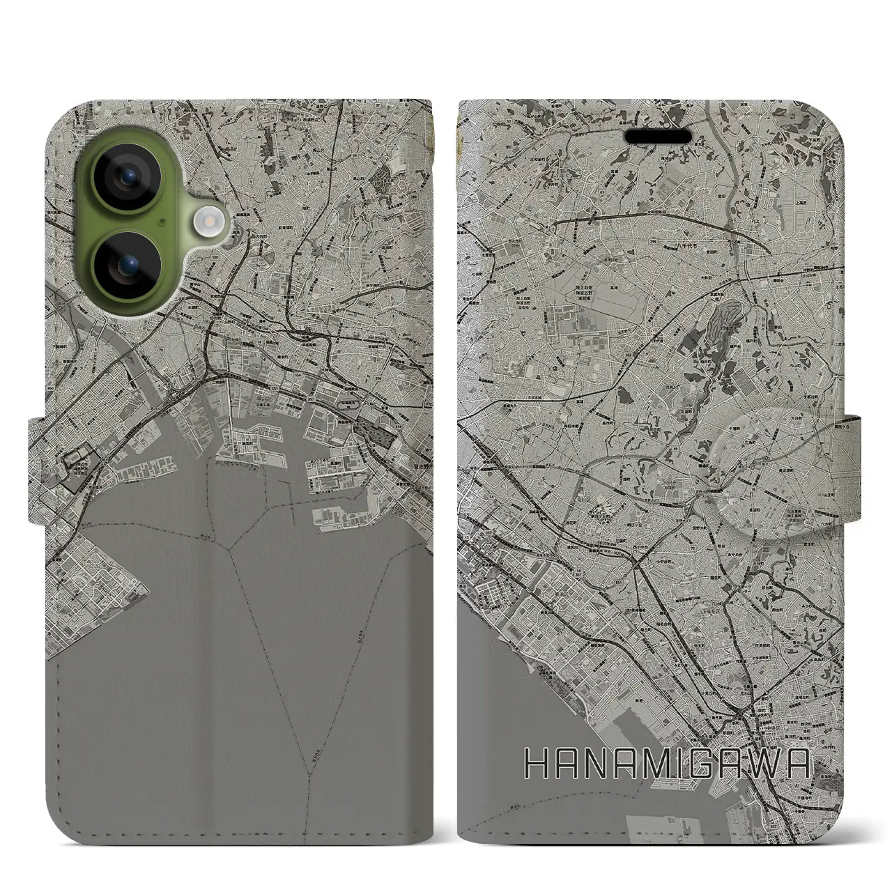 【花見川(千葉県)】地図柄iPhoneケース(手帳タイプ)