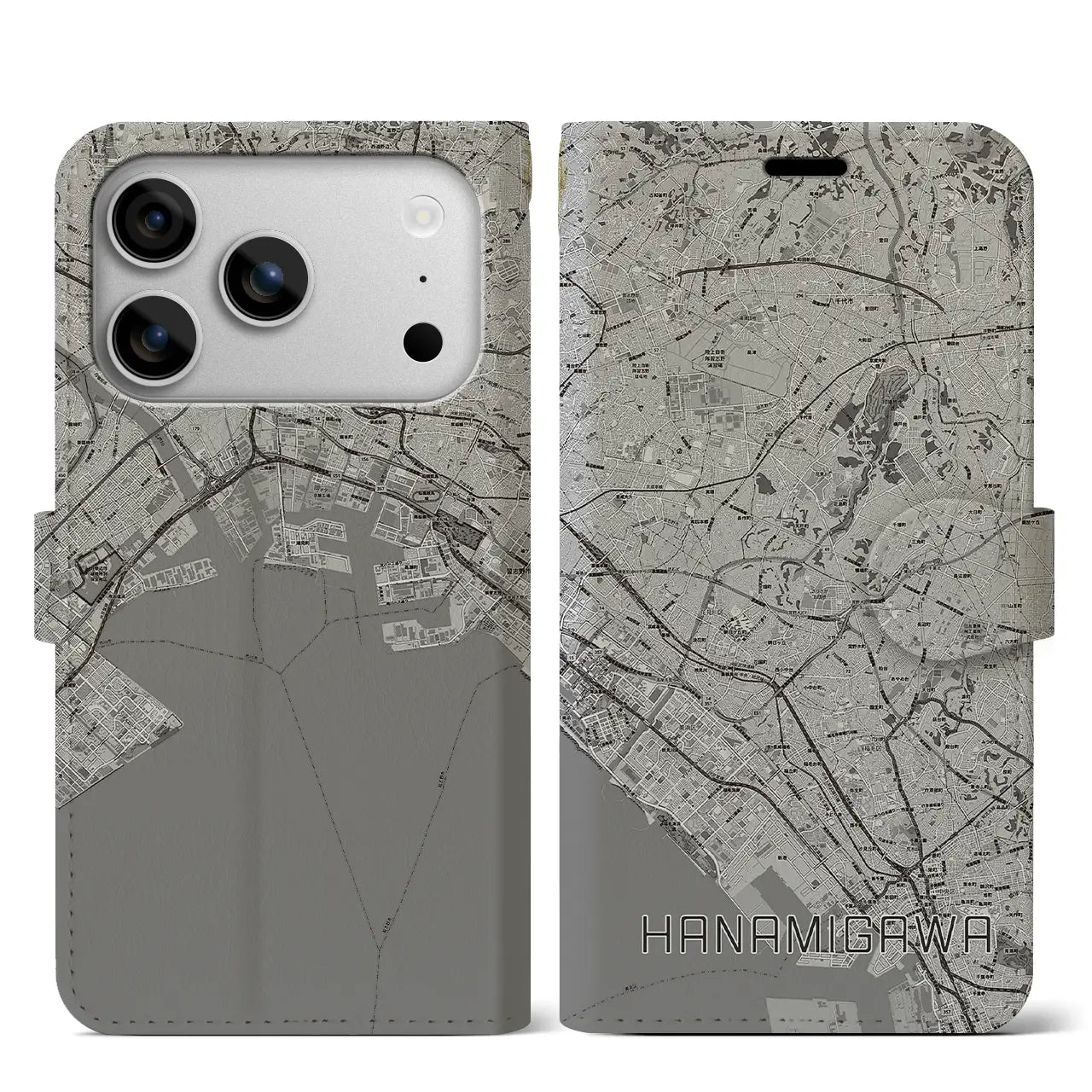 【花見川(千葉県)】地図柄iPhoneケース(手帳タイプ)